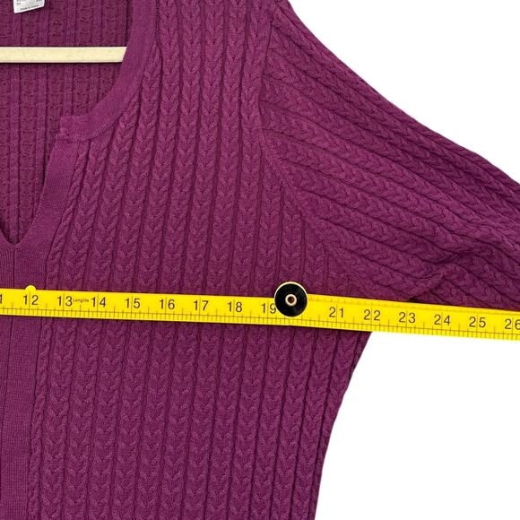 Venus Purple Cable Knit V Neck Long Sleeve Cardigan Sweater Womens Size 1X - Picture 6 of 7